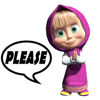 🙏 Masha Masha and the Bear PLEASE masha, cartoon, request, child, girl whatsapp sticker