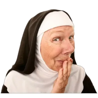 😜 suora, religione, donna, anziano, persona anziana, occhiolino whatsapp sticker