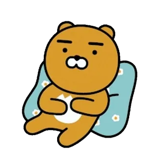 💬 Ryan ไรอัน, Kakao Friends, หมี, น่ารัก, นอนหลับ, ผ่อนคลาย telegram sticker