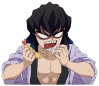 🍤 Uzui Tengen Demon Slayer Anime, Demon Slayer, Uzui Tengen, Manger, Tempura whatsapp sticker