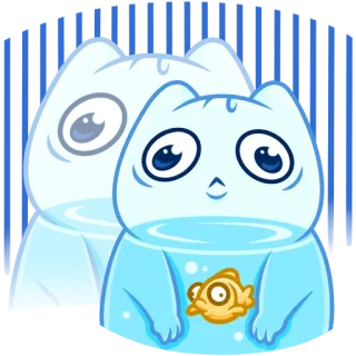 😐 동물, 고양이, 물고기, 만화, 귀여운, 스티커 telegram sticker