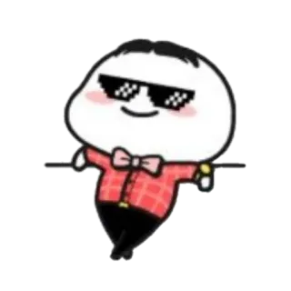 🪐 Cartone animato, Personaggio, Occhiali da sole, Carino, Rosso, Papillon telegram sticker