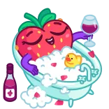 😌 Erdbeere, Bad, Wein, Quietscheente, Frucht, Entspannung whatsapp sticker