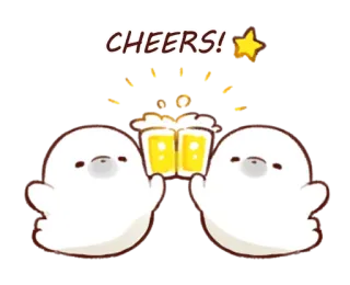🍻 CHEERS! Chúc mừng, Nâng cốc, Ăn mừng, Uống, Dễ thương, Hoạt hình whatsapp sticker