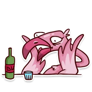 🍾 ВН flamingo, álcool, dedo do meio, ofensivo, desenho animado telegram sticker