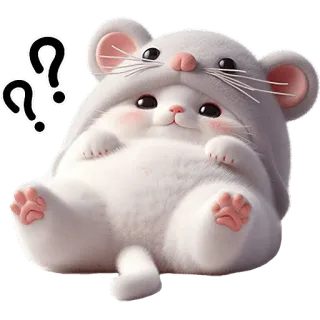 🤔 แมว, หนู, น่ารัก, สัตว์, คำถาม, สติกเกอร์ whatsapp sticker