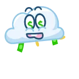 🤑 nuvola, meteo, cartone animato, cielo, felice, sorriso telegram sticker