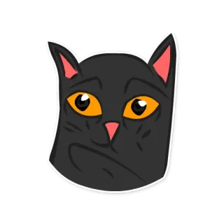 😕 cat, sticker, sad, black cat, cute, cartoon whatsapp sticker