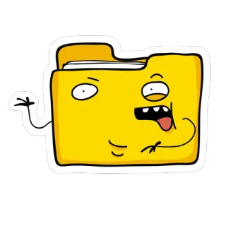 😲 cartoon, folder, character, funny, yellow, whimsical, office, computer telegram sticker