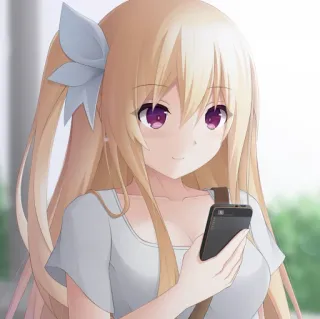📱 Anime, Manga, Gadis, Rambut pirang, Mata ungu, Ponsel pintar telegram sticker
