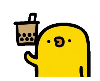 🧋 mignon, kawaii, jaune, blob, boba, bubble tea, boisson telegram sticker