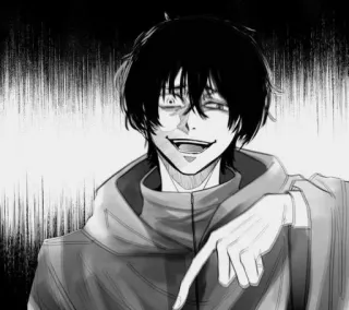 🍴 Anime, Mangá, Vilão, Assustador, Escala de cinza telegram sticker