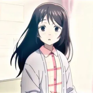 💗 anime girl, cartoon character, long hair, cute, worried, youthful whatsapp sticker