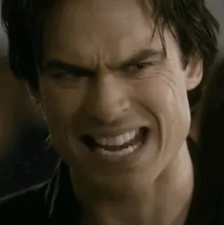 😤 Damon Salvatore The Vampire Diaries злой, лицо, хмурый, вампир, телешоу, Йен Сомерхолдер telegram sticker