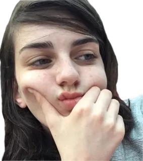🤔 Селфи, Женщина, Девушка, Задумчивая, Портрет telegram sticker