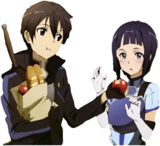 🍎 Kirito, Asuna Sword Art Online anime, sword art online, kirito, asuna, fantasy, characters telegram sticker