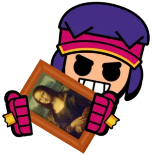 🍿 brawl stars, shelly, mona lisa, video game, mobile game telegram sticker