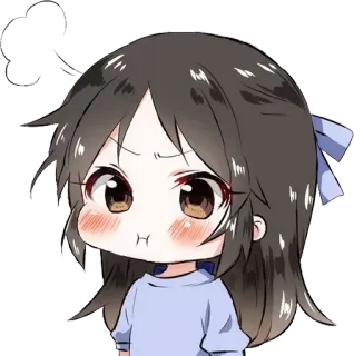 😠 Anime, Mädchen, Chibi, Süß, Wütend, Cartoon, Illustration telegram sticker
