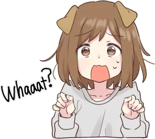 😱 Whaaat? Anime, Orejas de perro, Sorprendido/a, Impactado/a, Dibujos animados, Chica telegram sticker