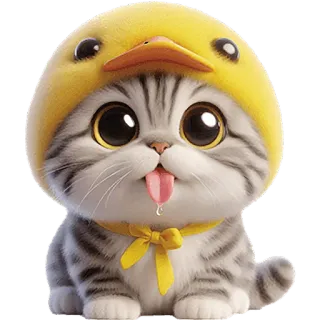 🤤 cat, cute, animal, kitten, duck, yellow, funny whatsapp sticker