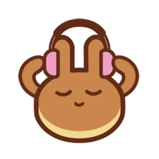 🎵 만화, 동물, 토끼, 토끼, 헤드폰, 음악, 귀여운, 카와이 telegram sticker