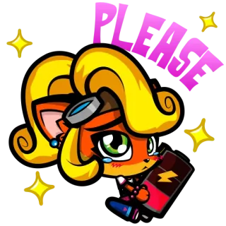 😭 Coco Bandicoot Crash Bandicoot PLEASE Coco Bandicoot, Crash Bandicoot, dessin animé, autocollant, personnage de jeu vidéo whatsapp sticker