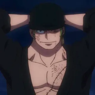 🧩 Zoro One Piece Anime, Cicatrice, Pirata, Spadaccino telegram sticker