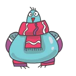 👋 Vogel, Cartoon, Winter, Schal, Taube, süß telegram sticker
