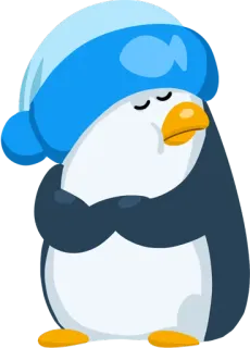 😒 pinguino, assonnato, carino, animale, cartone animato whatsapp sticker