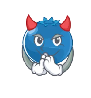 👿 myrtille, diable, mal, dessin animé, fruit, cornes rouges whatsapp sticker