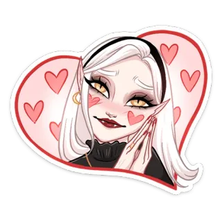 ❤️ sticker, vampire, heart, illustration, female, cartoon telegram sticker