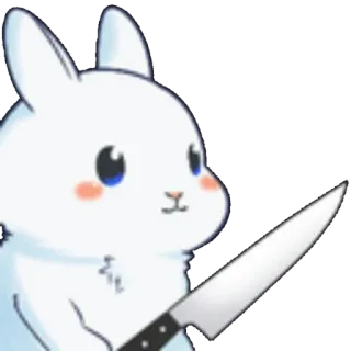 🐰 bunny, rabbit, knife, cute, cartoon telegram sticker
