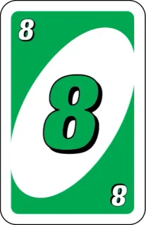 💚 uno, card, number, eight, game, green whatsapp sticker