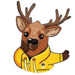 😘 deer, animal, cartoon, whistle, yellow hoodie telegram sticker