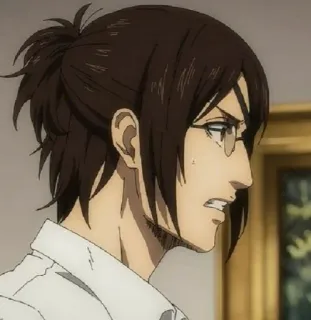 🦦 Hange Zoe Attack on Titan Anime, Personnage, Lunettes, Cheveux bruns, Hange Zoe, L'Attaque des Titans telegram sticker