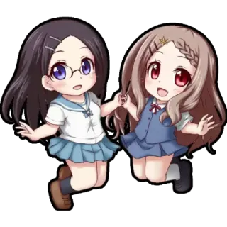 ☺️ Anime, Chibi, Mignon, Filles, Kawaii, Amitié, Dessin animé telegram sticker