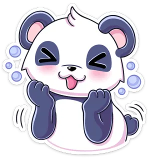 😝 Panda, Lucu, Kartun, Binatang, Kawaii, Stiker whatsapp sticker