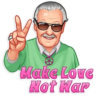 ✌️ Make Love Not War paz, amor, guerra, protesta, hippie, stan lee telegram sticker
