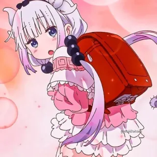 🍬 Kanna Kamui Miss Kobayashi's Dragon Maid 애니메이션, 만화, 드래곤, 여자, 귀여운, 학교, 칸나, 칸나 카무이, 코바야시네 메이드래곤 whatsapp sticker
