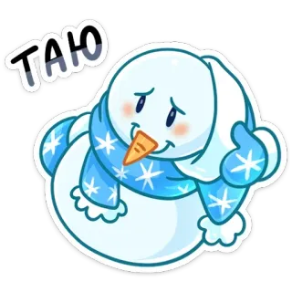 😕 ТАЮ muñeco de nieve, invierno, derritiéndose, triste, nieve, bufanda telegram sticker