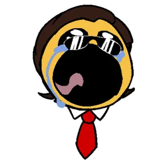 😭 Emoji, Piangere, Occhiali da sole, Cravatta, Triste, Cartone animato telegram sticker