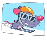 ⛷ muis, skiën, cartoon, wintersport, sneeuw, schattig telegram sticker