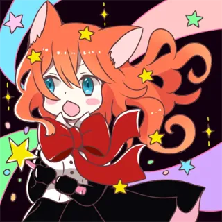 ✨ garota gato, anime, mangá, kawaii, fofo, estrelas, laço telegram sticker