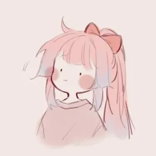 🥲 Anime, Capelli rosa, Fiocco, Carino, Cartone animato telegram sticker