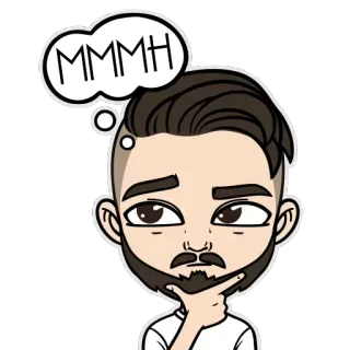 🤔 MMMH Hoạt hình, Suy nghĩ, Đàn ông, Biểu cảm, Râu, Ừm telegram sticker