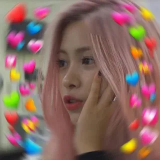 😍 kobieta, serca, osoba, różowe włosy, miłość, kpop, słodkie telegram sticker