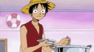 😶 Luffy One Piece Anime, One Piece, Luffy, Dessin animé, Chapeau de paille, Cuisine, Chef whatsapp sticker