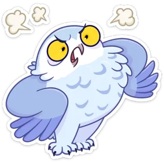 😡 búho, pájaro, dibujo animado, enojado, expresión, búho nival, lindo whatsapp sticker