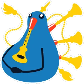 ⌛ птица, кларнет, инструмент, музыка, животное, мультфильм whatsapp sticker