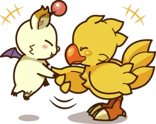 🤝 Moogle Final Fantasy ม็อก, โจโคโบะ, ไฟนอลแฟนตาซี, น่ารัก, วิดีโอเกม telegram sticker